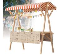 Présentoir de marché Pliable en Bois, kiosque de Vente avec auvent, étagère de Concession pour Stand de Vente de Nourriture pour marché, Nourriture de Rue et événements(N,59x23.6in Wheel Model)