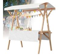 Présentoir de marché Pliable en Bois, kiosque de Vente avec auvent, étagère de Concession pour Stand de Vente de Nourriture pour marché, Nourriture de Rue et événements(M,59x23.6in Wheel Model)