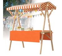 Présentoir de marché Pliable en Bois, kiosque de Vente avec auvent, étagère de Concession pour Stand de Vente de Nourriture pour marché, Nourriture de Rue et événements(G,47x23.6in Wheel Model)