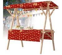 Présentoir de marché Pliable en Bois, kiosque de Vente avec auvent, étagère de Concession pour Stand de Vente de Nourriture pour marché, Nourriture de Rue et événements(Q,59x23.6in Wheel Model)