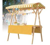 Présentoir de marché Pliable en Bois, kiosque de Vente avec auvent, étagère de Concession pour Stand de Vente de Nourriture pour marché, Nourriture de Rue et événements(C,47x23.6in Wheel Model)