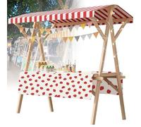 Présentoir de marché Pliable en Bois, kiosque de Vente avec auvent, étagère de Concession pour Stand de Vente de Nourriture pour marché, Nourriture de Rue et événements(L,47x23.6in Wheel Model)