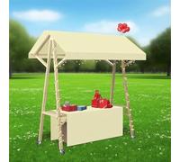Présentoir de marché Portable en Bois for Vendeur en extérieur, kiosque Pliable avec auvent for Hot-Dogs, Glaces et Aliments, Usage Commercial, 120 cm x 150 cm(Beige,150x60cm/59x23.6in)