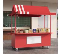 Présentoir De Nourriture Mobile, Roues Verrouillables, Chariot Courses Portable Avec Auvent, Stand Extérieur For Les Marchés, La Rue Et Événements(Red,S)