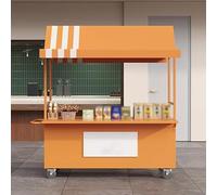 Présentoir De Nourriture Mobile, Roues Verrouillables, Chariot Courses Portable Avec Auvent, Stand Extérieur For Les Marchés, La Rue Et Événements(Orange,XL)