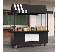Présentoir De Nourriture Mobile, Roues Verrouillables, Chariot Courses Portable Avec Auvent, Stand Extérieur For Les Marchés, La Rue Et Événements(Black,M)