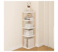 Présentoir de plantes en métal avec seaux ronds, bibliothèque d'angle mobile multicouche, organiseur de rangement industriel, unité d'affichage pour livres et plantes, 26 x 28 x 76,4 cm