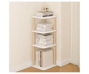 Présentoir de plantes en métal avec seaux ronds, bibliothèque d'angle mobile multicouche, organiseur de rangement industriel, unité d'affichage pour livres et plantes, 26 x 28 x 76,4 cm