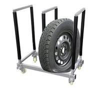 Présentoir de pneus, support de rangement mobile sur roues, support multi-pneus en métal robuste, avec mousse antidérapante pour le rangement du garage, charge de 100 kg
