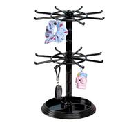 Présentoir de porte-clés - Boîte de rangement rotative pour bijoux - Organisateur de collier - Support rotatif à 2 niveaux - Support pour boucles d'oreilles et bracelets
