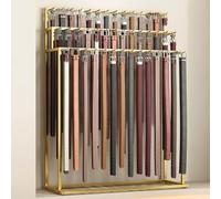 Présentoir De Rangement De Ceinture Au Sol, Support De Cravate en Métal à 3 Couches, Organisateur De Cintres, Support D’écharpe, Châles, Porte, Gold, 60 * 40 * 150cm（23x16x59inch）