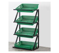 Présentoir de rangement pour snacks, étagère de présentation pour supermarché, étagère robuste en métal avec 4 niveaux de rangement pour fruits et légumes, pieds antidérapants et design comp