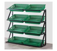 Présentoir de rangement pour snacks, étagère de présentation pour supermarché, étagère robuste en métal avec 4 niveaux de rangement pour fruits et légumes, pieds antidérapants et design comp