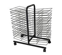 Présentoir de Rangement pour œuvres d'art, présentoir Mobile - Support d'exposition Robuste en métal avec roulettes, 30 étagères Double Face pour Panneaux de Peinture, Papier et estampes - I