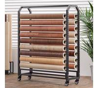 Présentoir de rangement réglable pour rouleaux de tissu - Support de présentation sur pied en métal pour rideaux, couettes et couvertures, cintre pour échantillons de tissu avec 14 barres (1