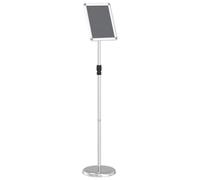 Présentoir de salon professionnel en aluminium argenté 25 x 25 x 125 cm réglable en hauteur pour exposition foire congrès événement marketing