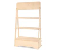 Présentoir de Sol, en Bois, autoportant, Simple Montage à emboîter, 3 Grandes étagères, Naturel et Durable, H. 148 cm