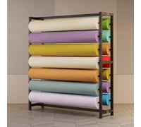 Présentoir de Sol Robuste et réglable en Acier pour Rouleaux de Tissu, Papier Peint Vinyle, nappes et Films pour vitres, avec 18 Supports de tiges pour Habillage de Voiture et projets de Loi