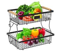 Présentoir De Stockage De Légumes - Plateau Double Couche Pour Les Charges De 16 Pouces, Conteneur De Serveur Produits | Centre De Table De Soirée Buffet Pour Le Petit Déjeuner Dans Une Fat