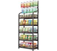 Présentoir De Support De Collation Au Détail 5 étagères, Stand De Concession De Cinéma Maison avec Crochets pour Bonbons De Sac De Chips, Grande étagèr, Black, 5-Tiers 70x27x166cm