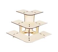 Présentoir de Table à 3 Niveaux avec étagères, Présentoir d'angle Portable à 3 Niveaux pour Salons et Marchés Fermiers, Couleur Bois d'arc
