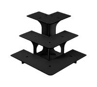 Présentoir de Table à 3 Niveaux avec étagères, Présentoir d'angle Portable à 3 Niveaux pour Salons et Marchés Fermiers, Arc Noir