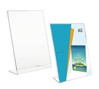Présentoir de Table A5, 2Pcs Présentoirs de Table, Porte Affiche A5, Présentoirs de table A5 en L, Presentoir A5 en Plastique Transparent Support pour Menu en L pour Fiches Bureau,Publicité, Dépliant