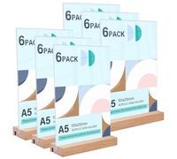 Présentoir de Table A5: 6 Pièces Porte Affiche A5, Porte Menu Transparente Acrylique, Présentoir A5, Chevalet de Table, Porte Menu Restaurant, Porte Presentoir pour Menu Mariage, Cadre Photo, Café