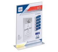 deflect-o Présentoir de bureau en T 018981 A5 Portrait Transparent Lot de 12