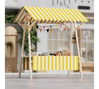 Présentoir De Vendeur Ambulant En Bois, Étal De Marché Pliable Avec Parasol, En Pin Massif, for Foires Artisanales Et Événements(Yellow,S)