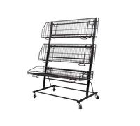 Présentoir de vente au détail avec roulettes, panier à fruits et légumes, étagère à collation, cadre en métal renforcé pour fournitures de marché à la maison, magasin