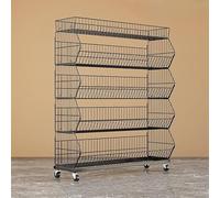 Présentoir de vente au détail, présentoir mobile à 5 niveaux avec roulettes pour une organisation efficace des magasins et le rangement des stands de restauration (5 niveaux, noir, L 90 cm/35,4 p