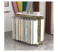 Présentoir D'échantillons De Tissus Commercial À Roulettes, Support Métallique Double Face Autoportant, Support De Rangement À Poser Au Sol Pour Rideaux, Couettes, Couvertures(Gold,150x40x135 cm)