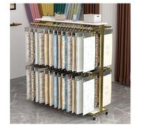 Présentoir D'échantillons De Tissus Commercial À Roulettes, Support Métallique Double Face Autoportant, Support De Rangement À Poser Au Sol Pour Rideaux, Couettes, Couvertures(Gold,100x40x155 cm)