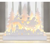Présentoir décoratif illuminé 30 cm / 12 LED - Père Noël en traîneau