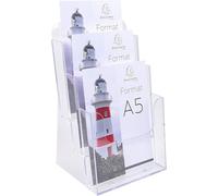 Exacompta Présentoir de table vertical Cristal – 3 compartiments – Format A5 – Transparent