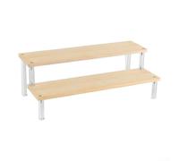 Présentoir échelle en bois acrylique à étages 1 à 5 niveaux pour objets de collection, cosmétiques, desserts, design rustique et acrylique moderne (2 couches, 50 cm)
