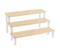 Présentoir échelle en bois avec niveaux en acrylique, organiseur rustique multicouche pour figurines, cosmétiques, desserts et objets de collection, décoration d'intérieur (3 couches, 40 cm)