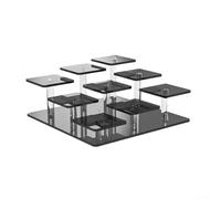 Présentoir en acrylique avec neuf niveaux pour organiser les objets de collection et les desserts, conçu pour un affichage sécurisé et une installation pratique (noir)