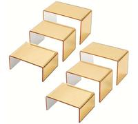 Présentoir en acrylique transparent doré - Organiseur à plusieurs niveaux - Équipement de présentation élégant - Système de support de vitrine à trois niveaux pour dessert, cupcake, parfum