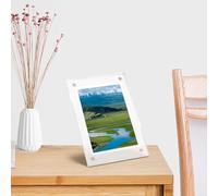 Présentoir en acrylique transparent pour photos, design stable avec coins magnétiques pour une utilisation sûre et facile (10 x 15 cm)