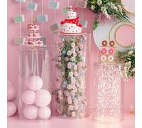 Présentoir en acrylique transparent pour une décoration élégante d'événement, parfait pour présenter des fleurs, des desserts et des ballons