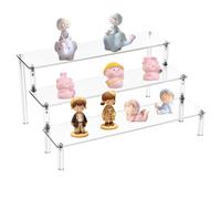 Présentoir en Acrylique Transparent, Support Figurine pour Présentation,Présentoir Acrylique, Supports D'affichage Transparents pour Figurine, Parfums, Vernis à Ongles, Poupée, Cosmétiques (3 Niveaux)
