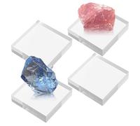 Présentoir en Bloc d'Acrylique,4 Pièces Cube Rehausseur Porte-Vitrine - Support d'Affichage pour Blocs Acryliques,pour Bijoux Bague Objets de Collection Artisanat Souvenirs Figurines Montres Cristaux