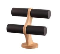 Présentoir en bois massif à Double couche, présentoir de bracelets for femmes, bijoux foncés pour Bracelets(Black)