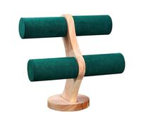 Présentoir en bois massif à Double couche, présentoir de bracelets for femmes, bijoux foncés pour Bracelets(Green)