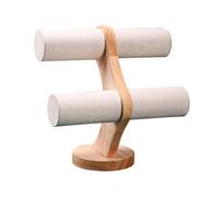 Présentoir en bois massif à Double couche, présentoir de bracelets for femmes, bijoux foncés pour Bracelets(Beige)