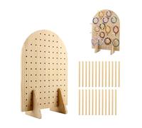 Présentoir en bois Pegboard avec 25 pièces de tiges à tenons, support pour accessoires Pegboard, présentoir à clés pour bijoux pour les vendeurs, présentoir Pegboard ovale pour bijoux, salons
