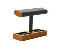 Présentoir en bois pour bijoux, montres, colliers, bracelets, bagues, bijoux en T, accessoires de vitrine, accessoires (gris foncé, style 2 (20 x 7,5 x 15,5 cm)