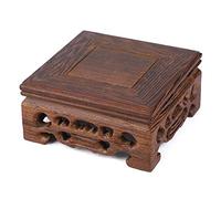 Présentoir en Bois - Socle en Bois, Base de Bonsaï de Vase de Théière Carrée pour Décoration BureauDomicile(10x10x3.7cm)